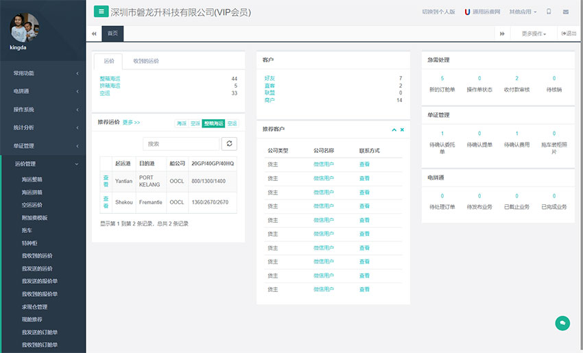 通用运费网物流网站建设案例 (用户后台管理设计)